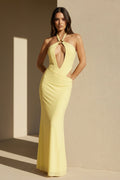 Cutout Halter Maxi Dress in Yellow