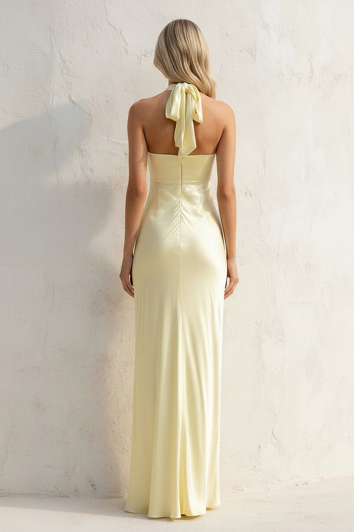 Halter Cutout Maxi Dress in Yellow