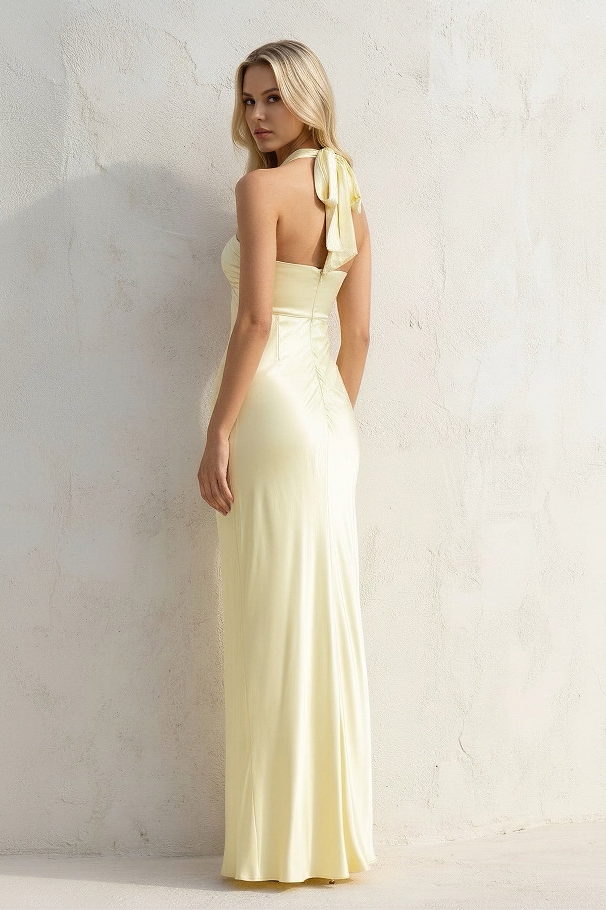 Halter Cutout Maxi Dress in Yellow