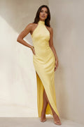 High Neck Maxi Dress with Bowknot in Yellow