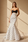 Mermaid Polka Dot Prom Dress in Black and White