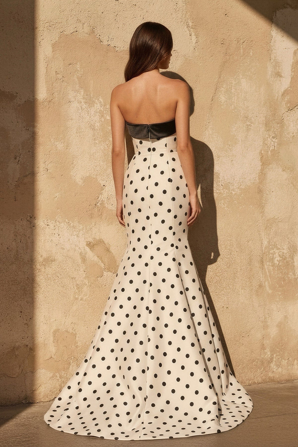 Mermaid Polka Dot Prom Dress in Ivory