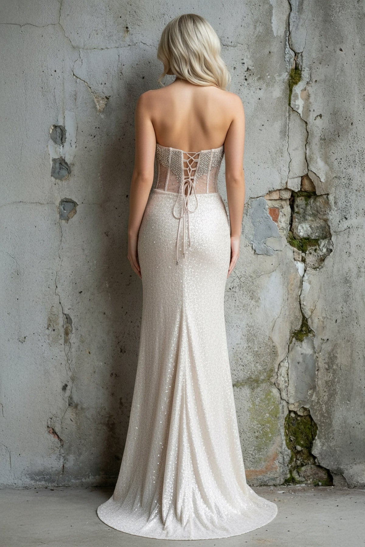 Mermaid Sequins Prom Dress in Champagne