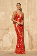 Sequins Mermaid Gown in Orange