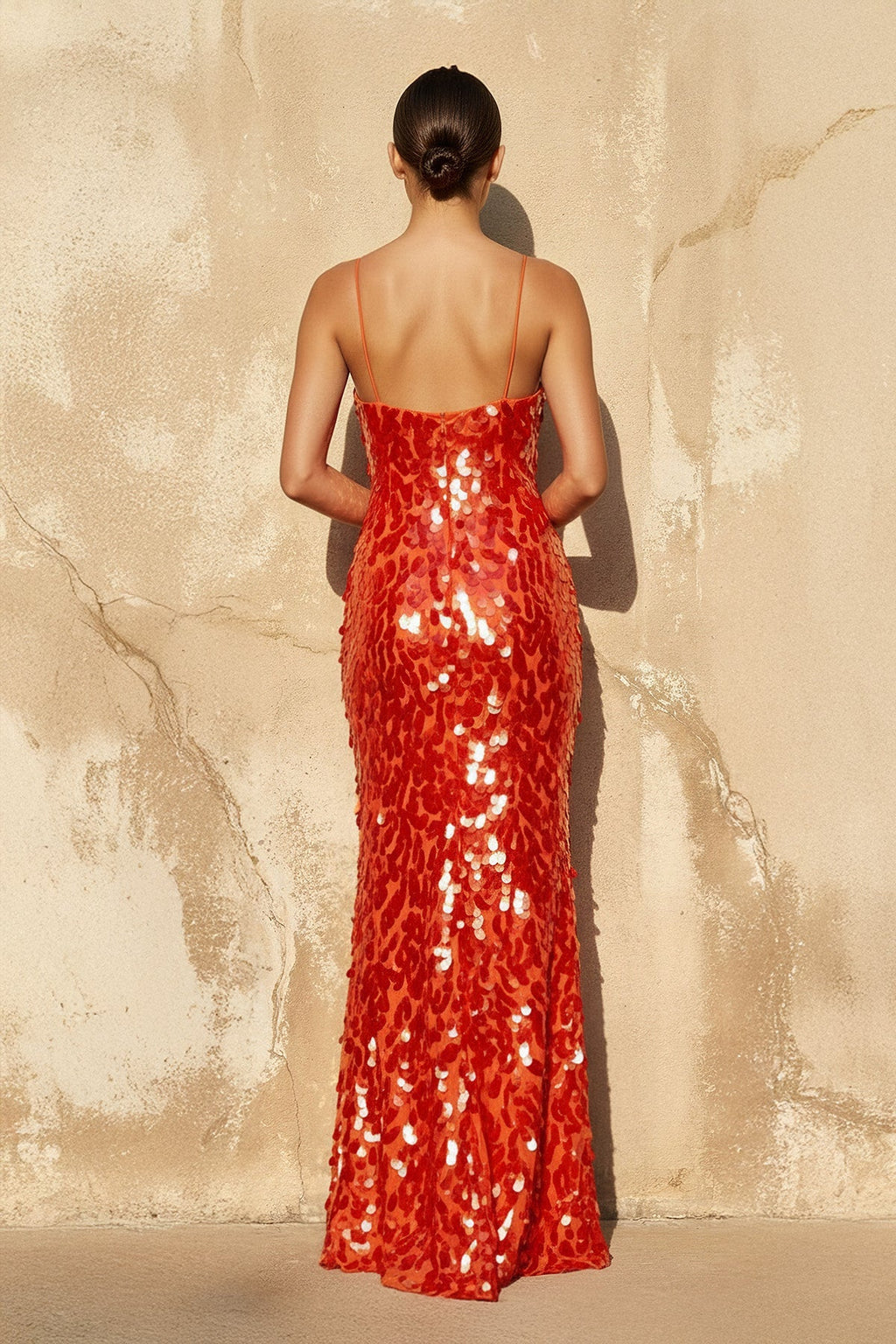 Sequins Mermaid Gown in Orange