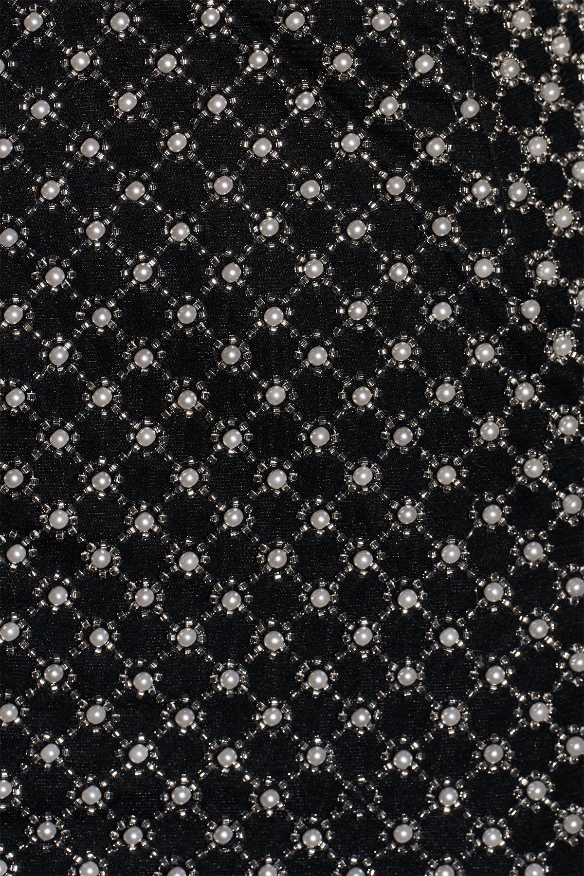 Sheath Beaded Mini Dress With Bow in Black