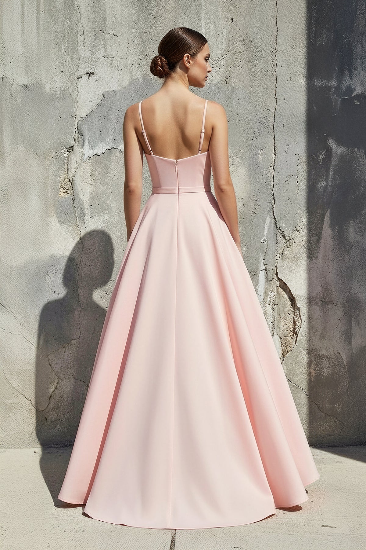 Spaghetti Straps A-Line Prom Gown in Pink