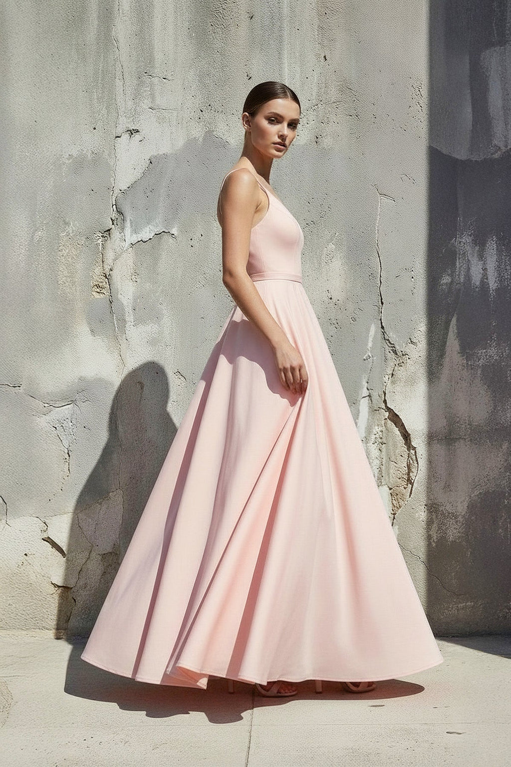 Spaghetti Straps A-Line Prom Gown in Pink