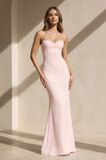 Spaghetti Straps Maxi Dress With Beading in Pink