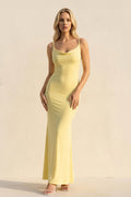 Spaghetti Straps Maxi Dress With Lace in Yellow