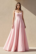 Square Neck A Line Prom Dress in Pink