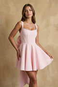 Square Neck Bow-Back Mini Dress in Pink
