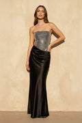 Strapless Maxi Dress With Beading in Black