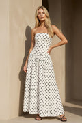Strapless Polka Dot Maxi Dress in White