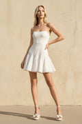 Strapless Ruffled Mini Dress in White