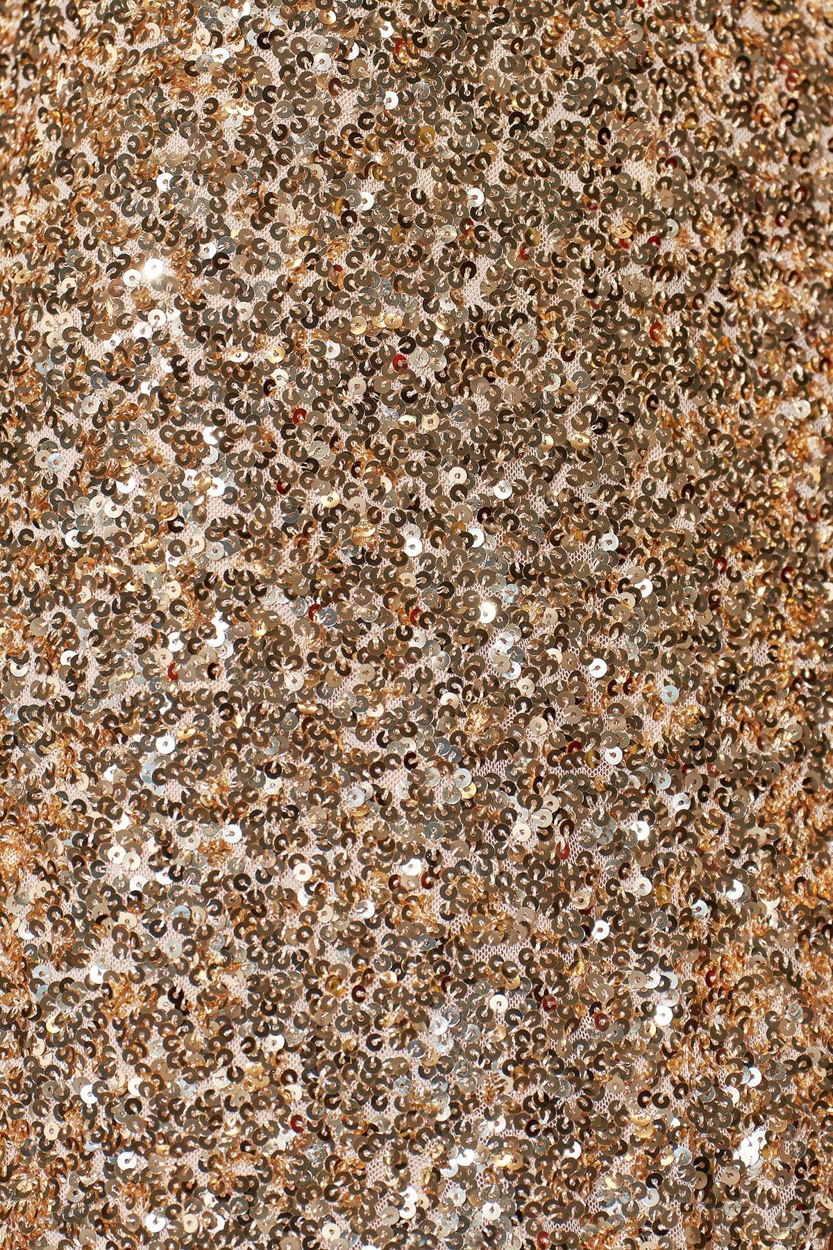 V Neck Sequins Maxi Dress With Slit in Champagne