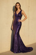 V Neck Sequins Mermaid Prom Dress in Tahiti